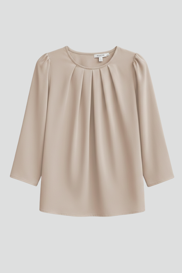 Elegant women's pleated long sleeve blouse, perfect for office wear or casual chic style.