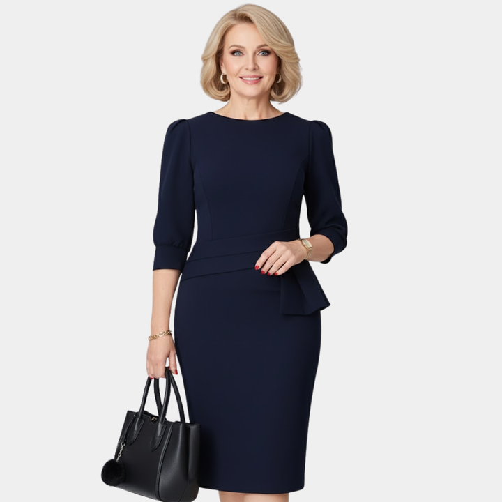 Chic women's peplum dress for evening wear or cocktail parties, featuring elegant ruffles.