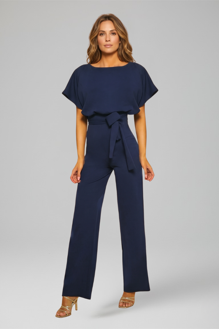 Comfortable pull-on women's jumpsuit featuring a stylish sleeveless design and wide legs for casual elegance.