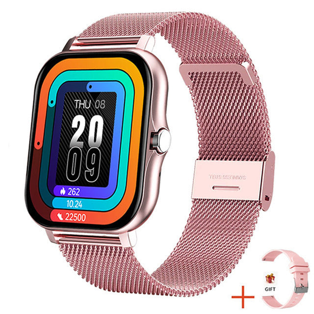 Stylish ladies' health tracker smartwatch. Monitors heart rate, sleep, & activity for daily well-being.