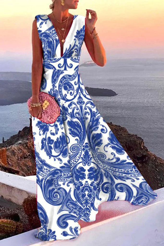 New women's summer midi dress, elegant & breezy. Flattering fit, easy care, perfect for vacation or casual outings.