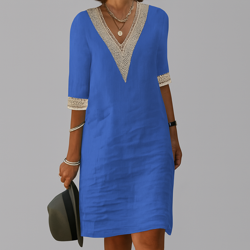 Stylish women's casual summer dress, ideal for vacation, beachwear, or elegant warm-weather outfits.
