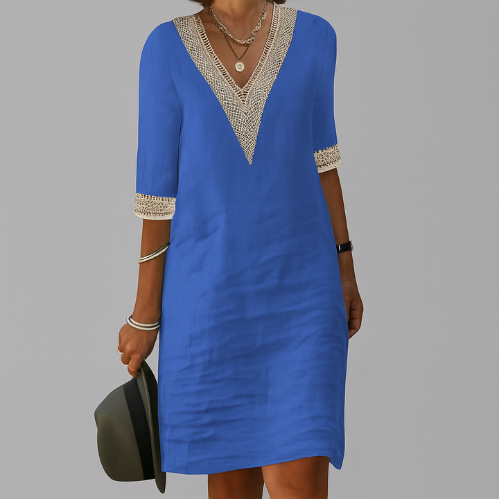 Stylish women's casual summer dress, ideal for vacation, beachwear, or elegant warm-weather outfits.
