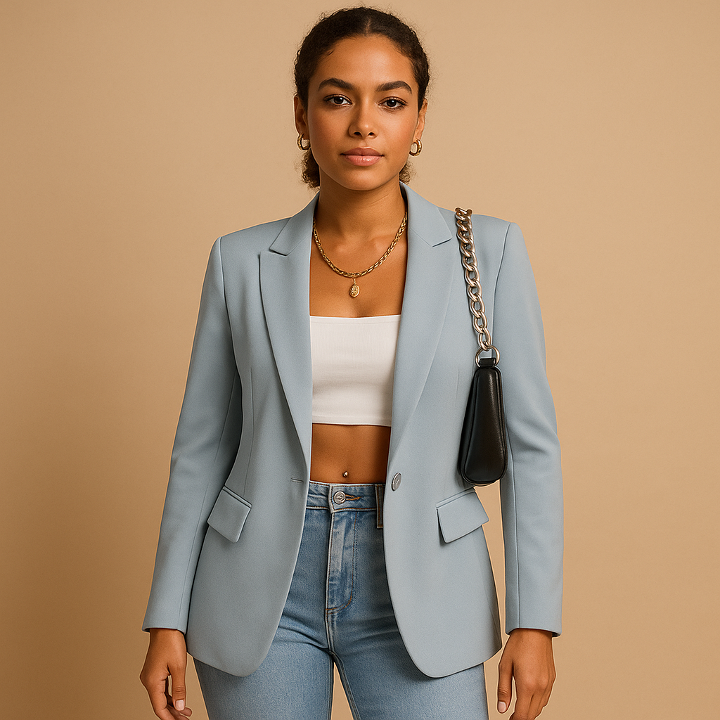 Chic women's tailored blazer, an elegant and smart jacket for ladies' fashion, perfect for versatile professional styling.