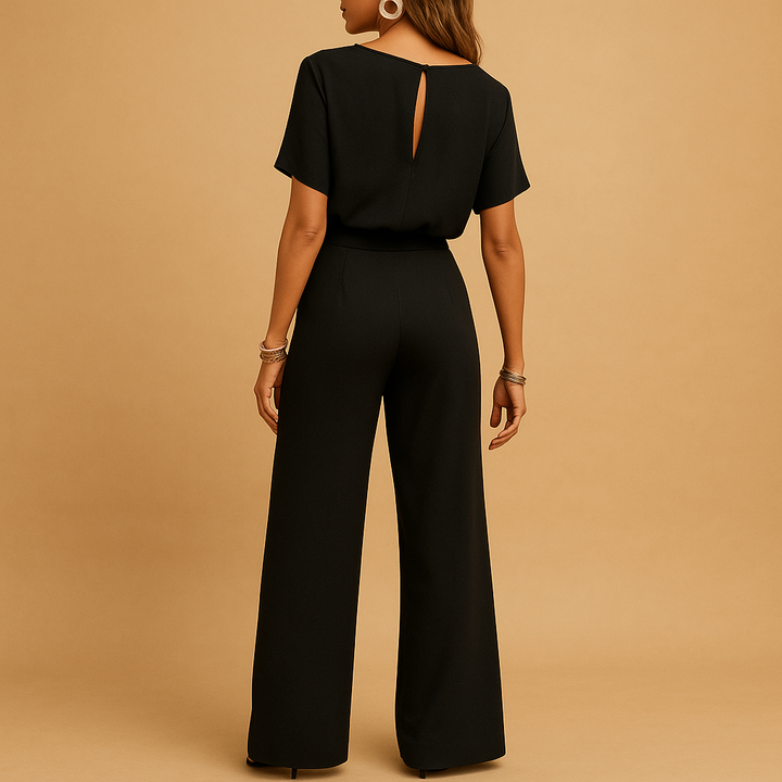 Formal women's jumpsuit: a chic tailored design with elegant flowy sleeves, ideal for special occasions.