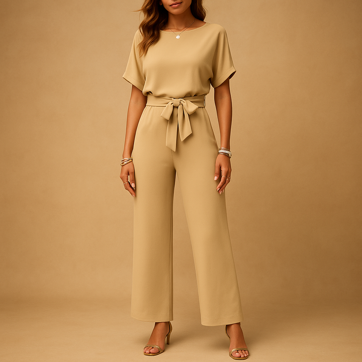 Chic tailored jumpsuit for women, designed with elegant flowy sleeves for a sophisticated special occasion look.