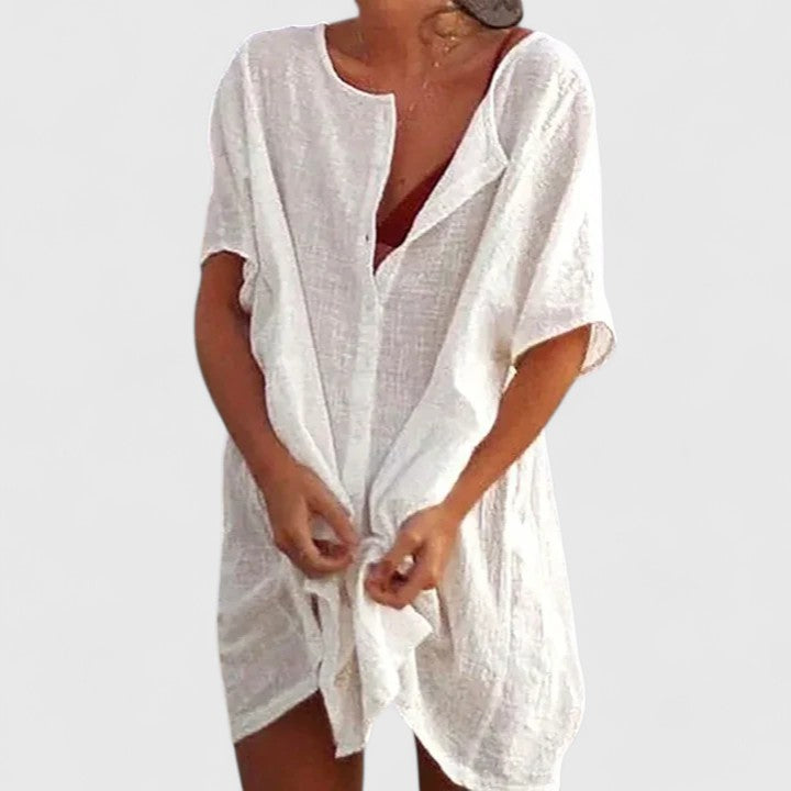 Lightweight women's elegant tunic dress. Perfect summer apparel for casual or dressy warm weather occasions.
