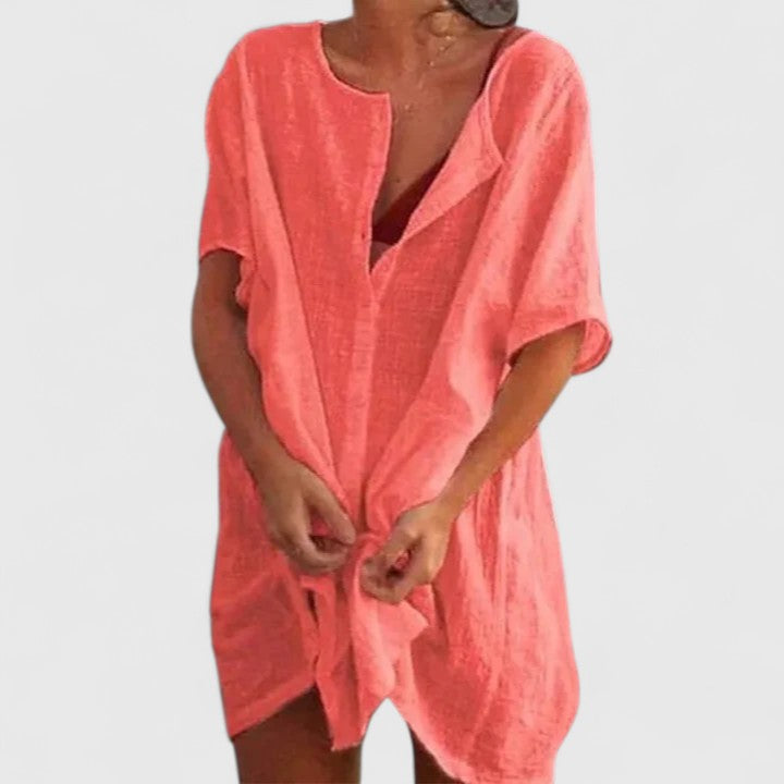 Versatile women's elegant tunic dress. Chic and comfy for warm weather, perfect for day or evening wear.