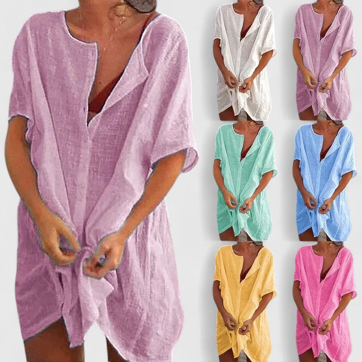 Women's elegant tunic dress, perfect for summer casual wear. Lightweight & stylish day-to-night fashion.