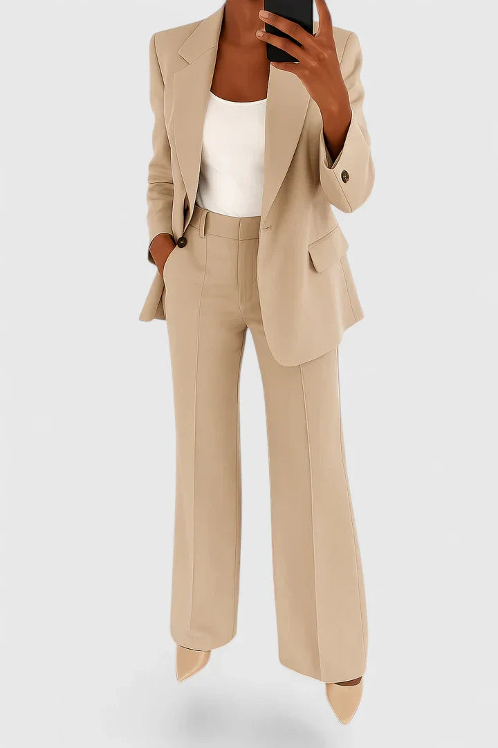 Classic women's two-piece suit set, offering a sophisticated look for work, business, and elegant events.