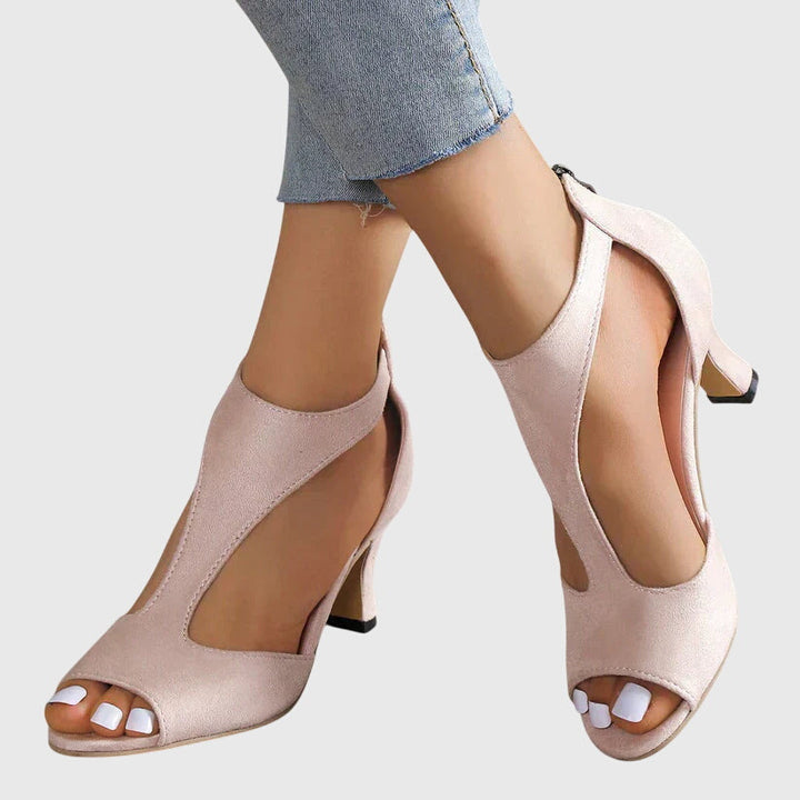Elizabeth pink open-toe cutout heel for spring; women's footwear, UK 4-12, Ash New York.