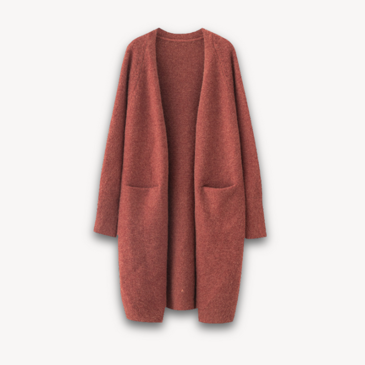Coloured longline open-front women's cardigan Ella, one size pocket cardigan, lightweight knit for UK spring fashion