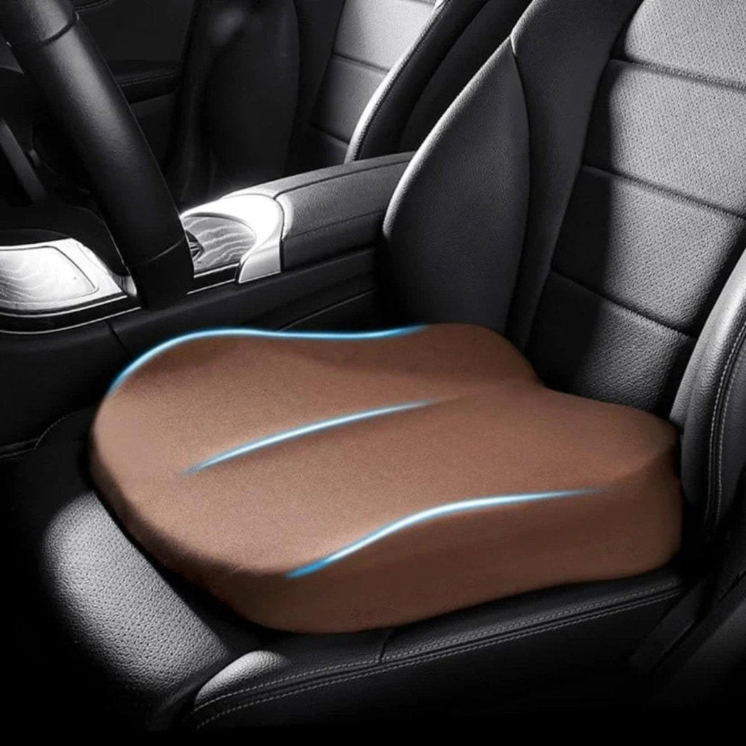 Comfortable car seat cushion elevates driver for enhanced visibility & better posture. Ideal for daily commute.