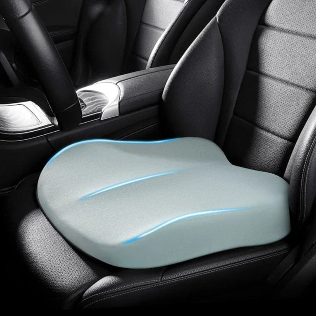Premium car seat cushion designed for ergonomic comfort, boosting visibility and promoting healthy driving posture.