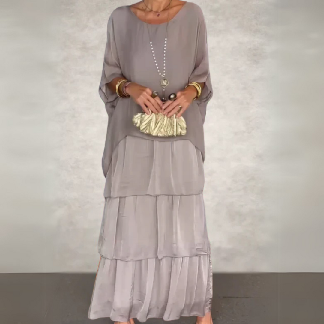 Women's long sleeve tiered maxi dress, a flowing and versatile piece for casual or elegant everyday fashion.