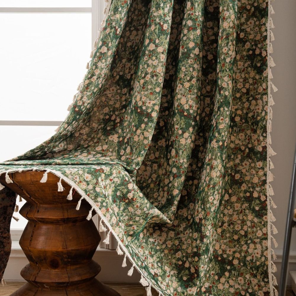 French Vintage Floral Tapestry Curtain with Microfiber Blend - Lexians
