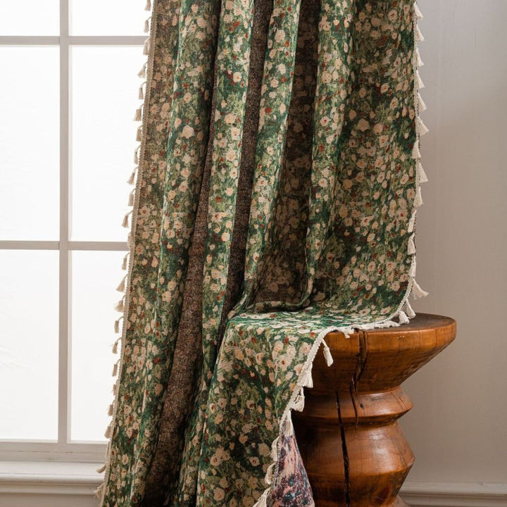 French Vintage Floral Tapestry Curtain with Microfiber Blend - Lexians