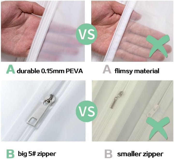 Bridal gown protector with accessory pockets. Breathable, dustproof cover keeps wedding dress pristine.