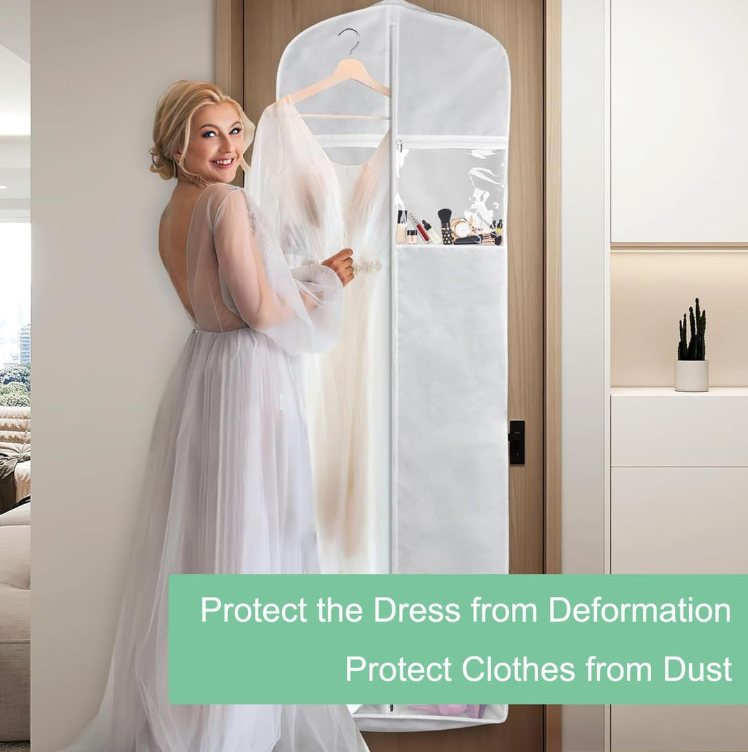 Long wedding dress garment bag, dustproof for bridal gown storage. Perfect for preservation & travel.