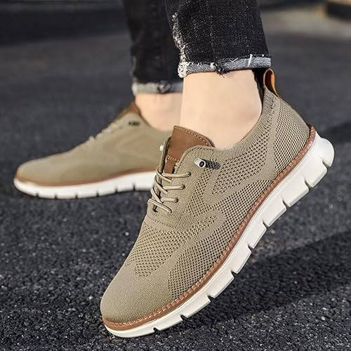 "Gray knit men's shoes, ultra-comfortable, lightweight, durable, adaptable style for business and casual wear."