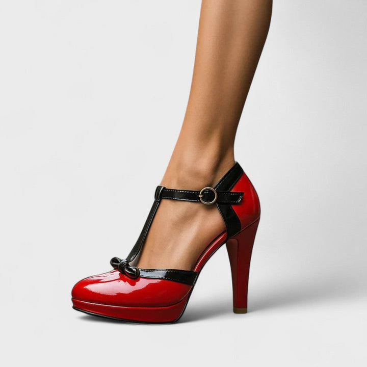 Women's platform heels with secure T-strap, elegant party shoes for summer nights
