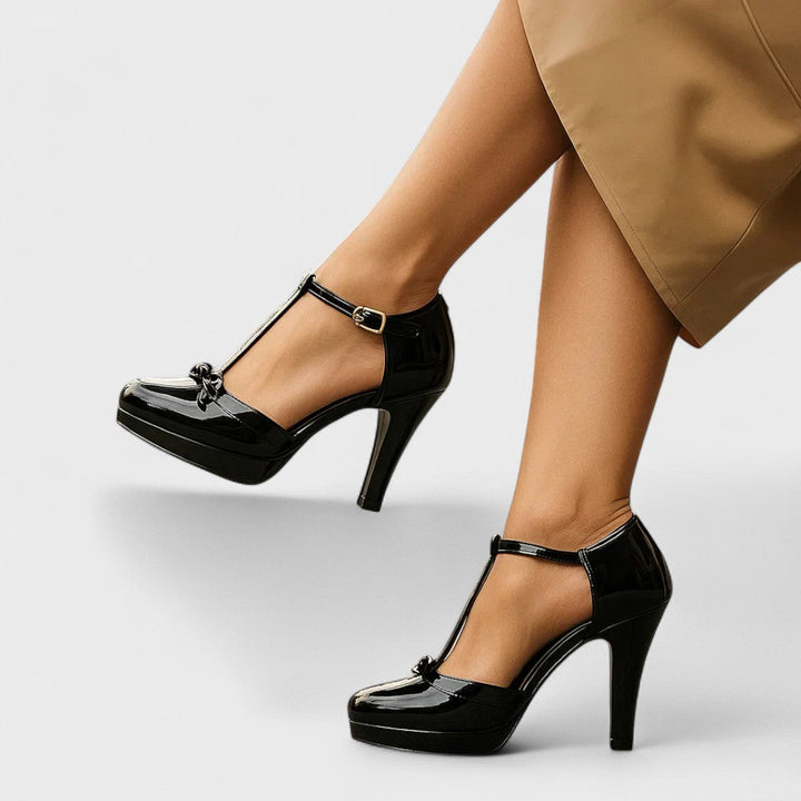 Hailey women's platform heels, T-strap design ideal for summer parties and evening wear