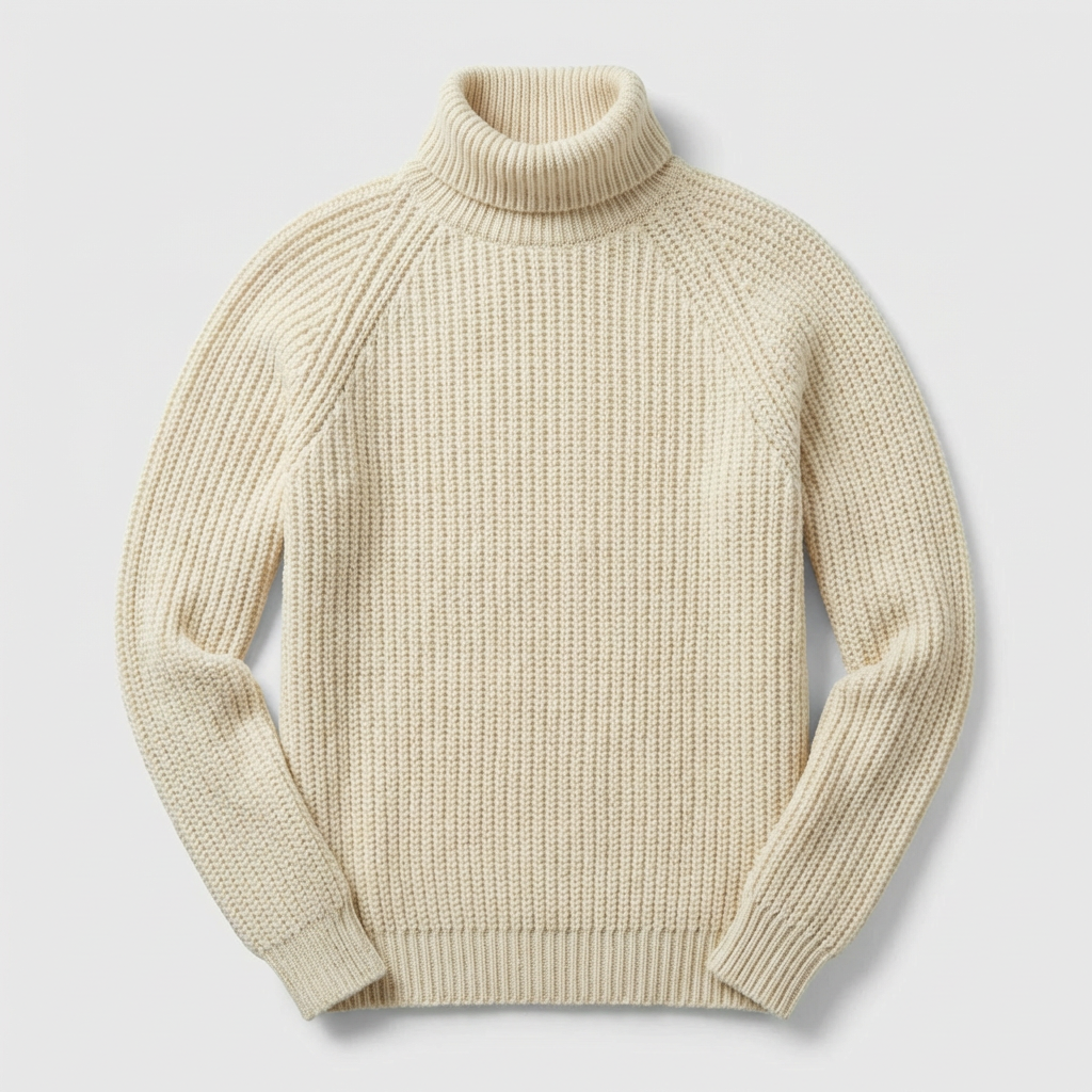 Cozy men's long-sleeve turtleneck sweater in soft knit, ideal for winter fashion, casual wear, or a stylish layered look.