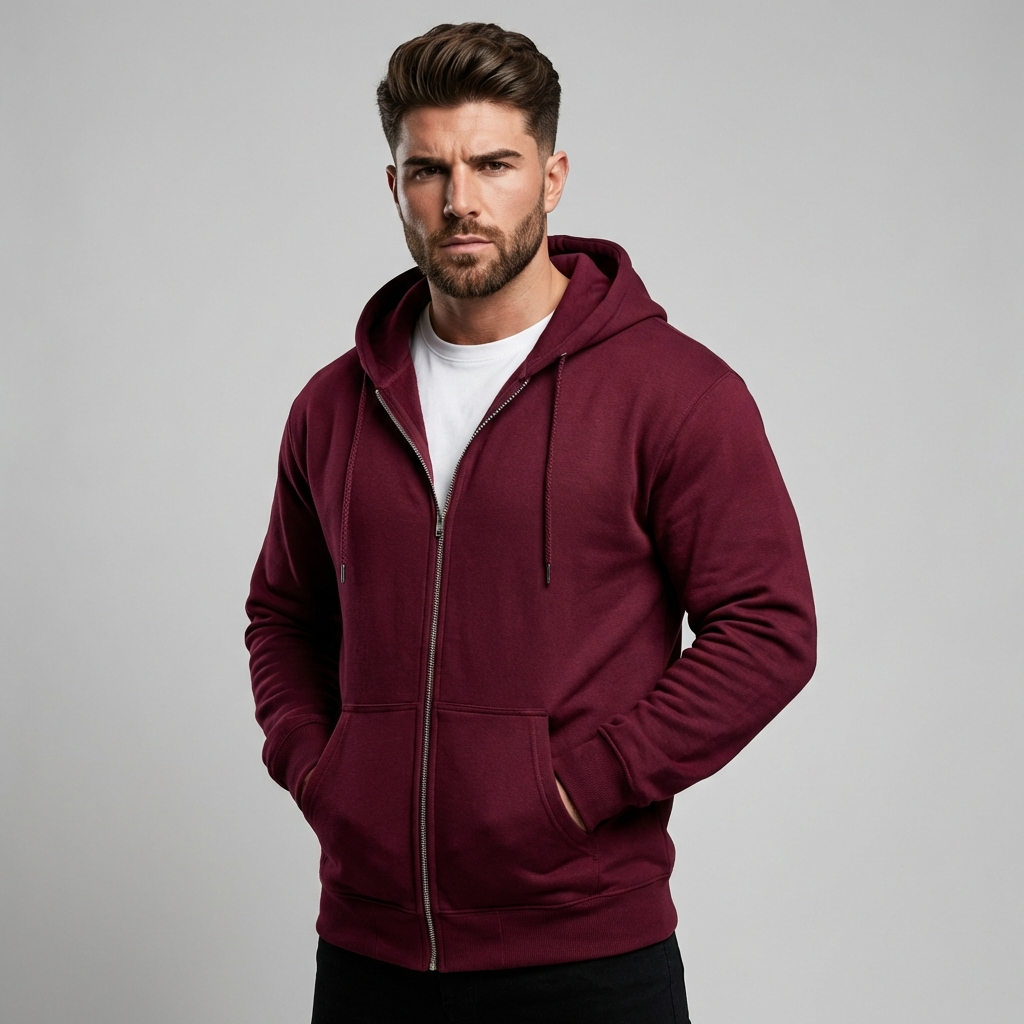 Men's Everyday Comfort Full-Zip Hoodie. Relaxed fit, long sleeve casual wear.