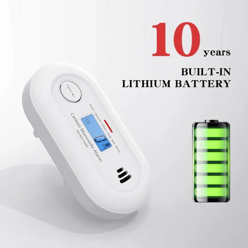 CO alarm with clear LCD screen showing carbon monoxide levels; essential for indoor air quality.