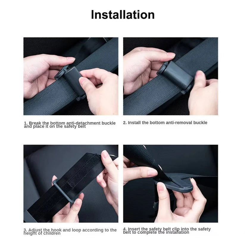Child safety seat belt adjuster for proper fit, enhancing comfort & protection for kids in any vehicle.