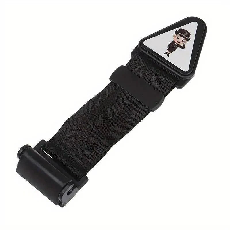 Kids seat belt adjuster ensures proper strap fit for car travel safety & comfort.
