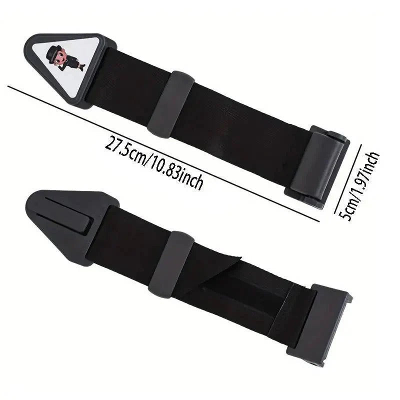Kids seat belt strap adjuster secures shoulder strap correctly, preventing discomfort for safer car journeys.