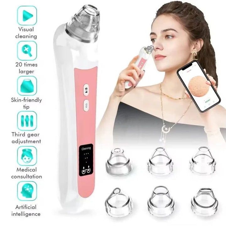 Beauty device: Smart blackhead remover with 1080P camera. Rechargeable pore vacuum for clear skin care.