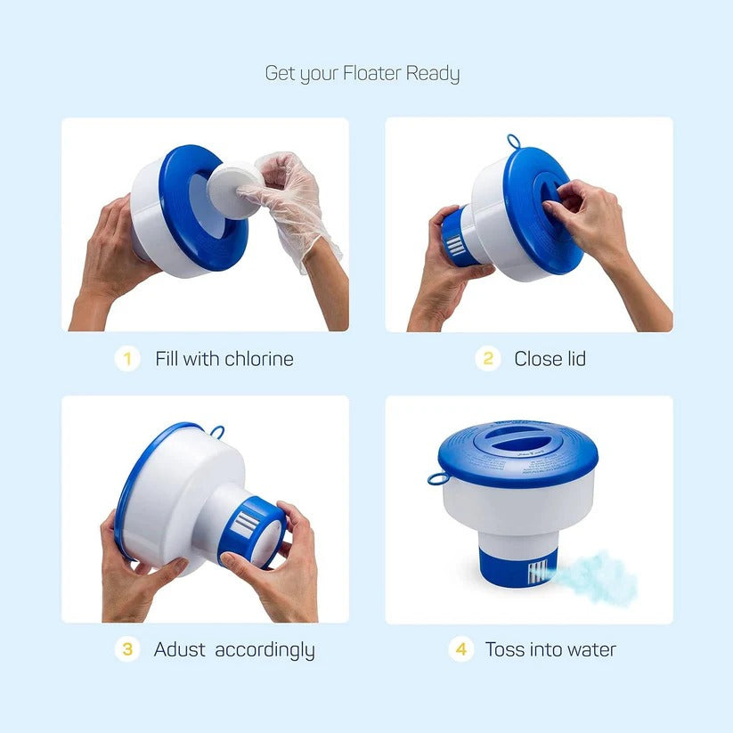 Essential pool maintenance tool: adjustable chemical floater for balanced water treatment in pools & spas.
