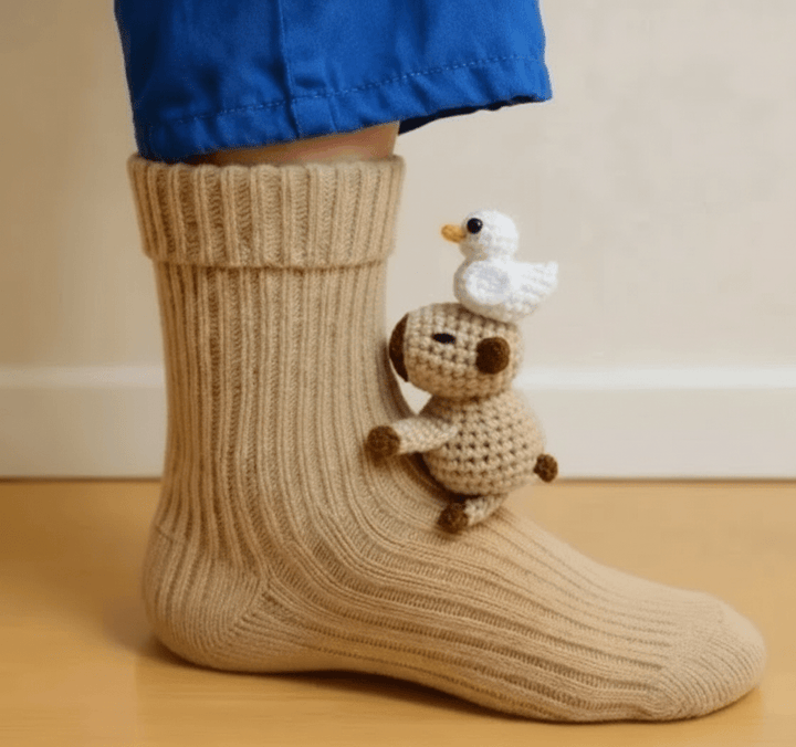 Cozy non-slip house socks for men & women, featuring a cute 3D animal design for ultimate comfort.