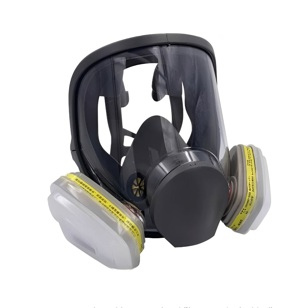 Unisex full face respirator mask with anti-fog lens and comfortable silicone seal for comprehensive PPE work safety.