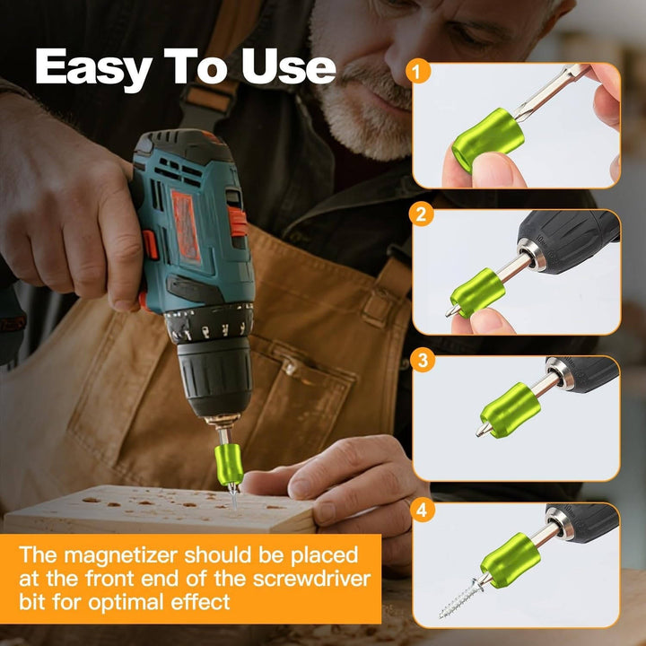 Home improvement magnetic bit holder 2-pack. Adjustable grip for drills, perfect for quick, secure fastening.