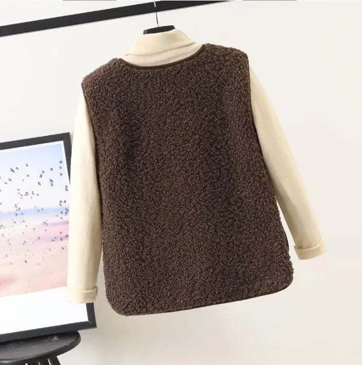 Beige women's comfortable relaxed fit vest, perfect for outerwear and layering