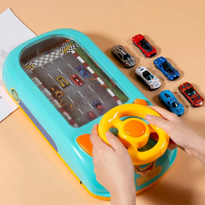 Toddler simulation steering wheel toy, an educational game improving motor skills & cognitive development.