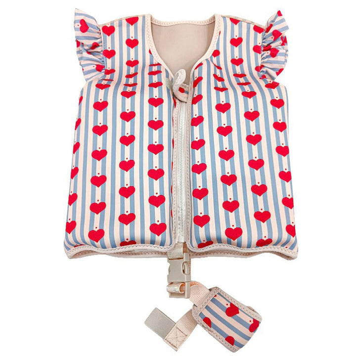 Kids' neoprene swim vest for water confidence, vibrant blue. Ideal children's life jacket for pool & beach safety.