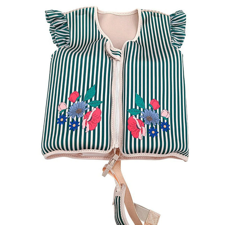 Tavvita kids' neoprene swim vest, bright orange, boosts water confidence. A safe children's life jacket for summer fun.