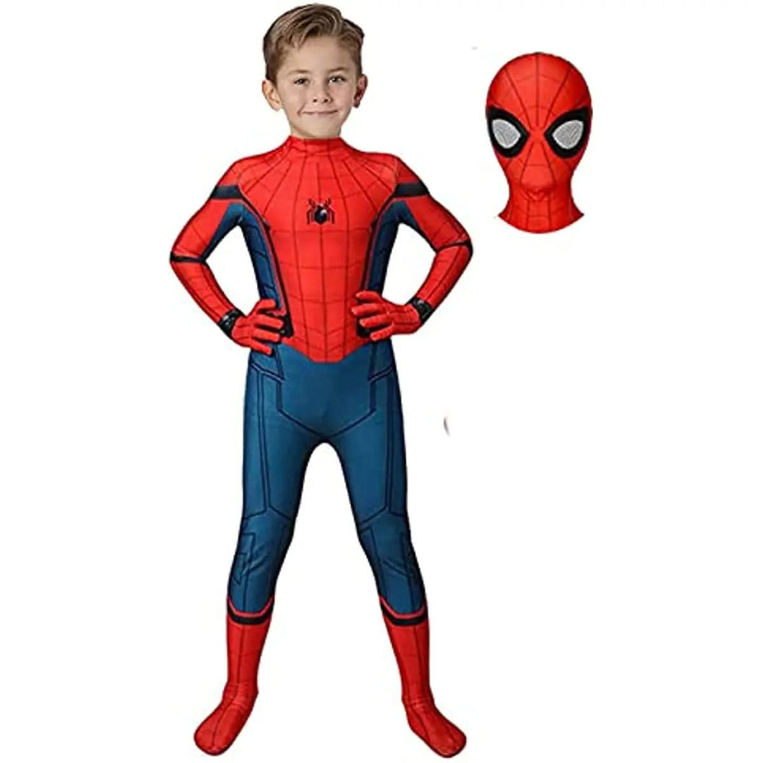 Kids' realistic superhero full body costume with mask, perfect for Halloween, cosplay, and fancy dress parties.
