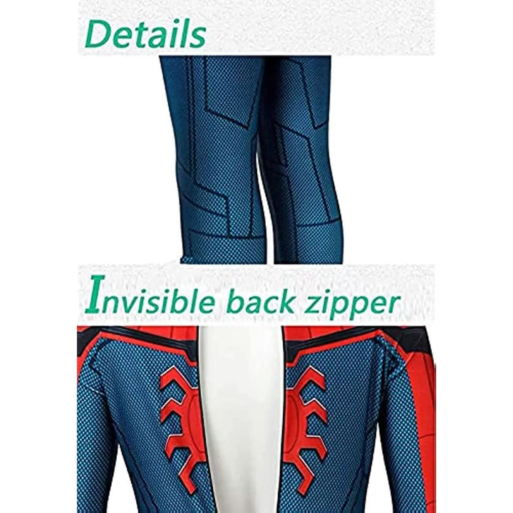 Vibrant kids' realistic superhero suit & mask. Ideal boys/girls costume for Halloween, cosplay, & role play fun.