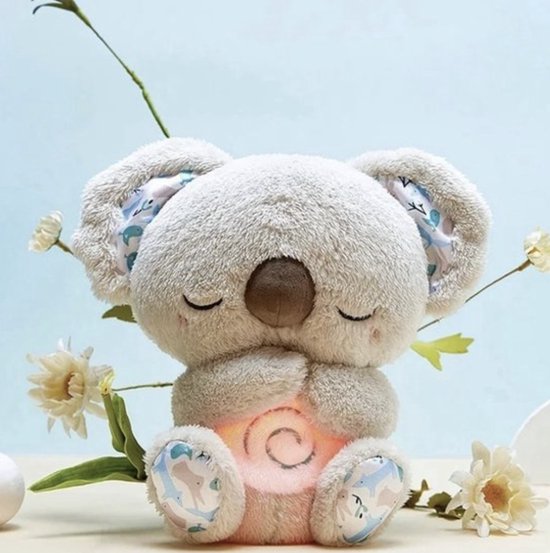 Unisex plush animal sleep aid with soothing sounds & gentle lights. Perfect for calming babies & toddlers.