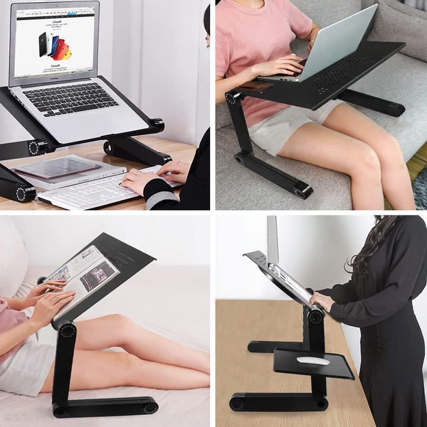 Multi-angle adjustable ergonomic laptop stand provides optimal posture support & reduces neck strain.
