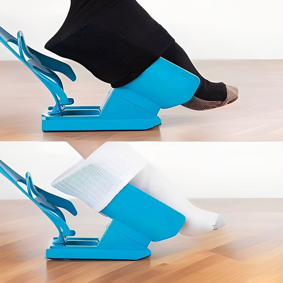 Mobility aid: Compression sock dressing assistant with long handle for independent daily living.