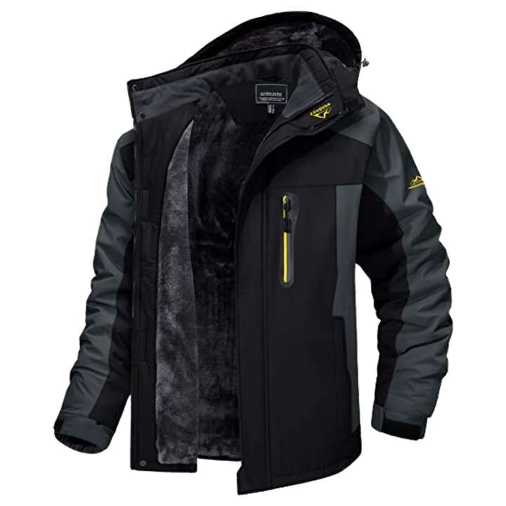 Warm hooded men's Alpine jacket, ideal casual winter wear & activewear