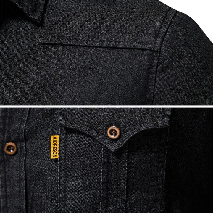 Men's AdaptiveFit long sleeve shirt in black, tailored slim fit for a sharp, modern silhouette.