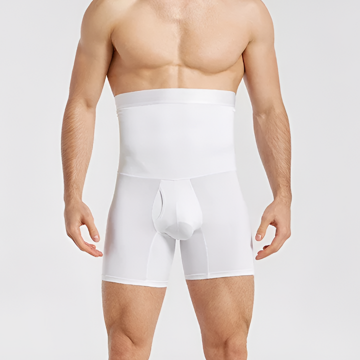 High-performance men's fitness compression pants for superior thigh and waist support during training.