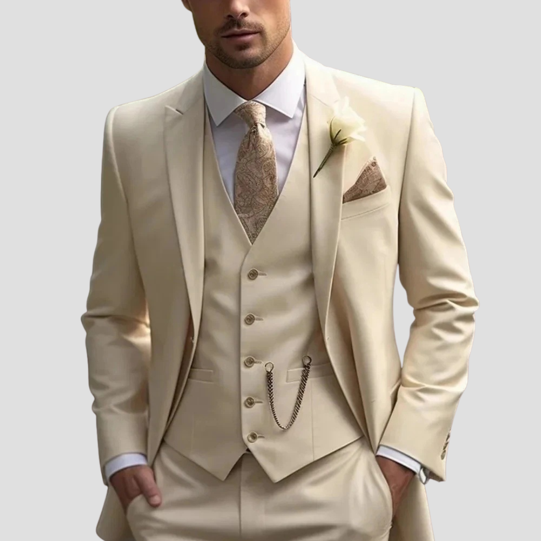 Versatile black slim fit three-piece suit, suitable for parties, business meetings & special events.